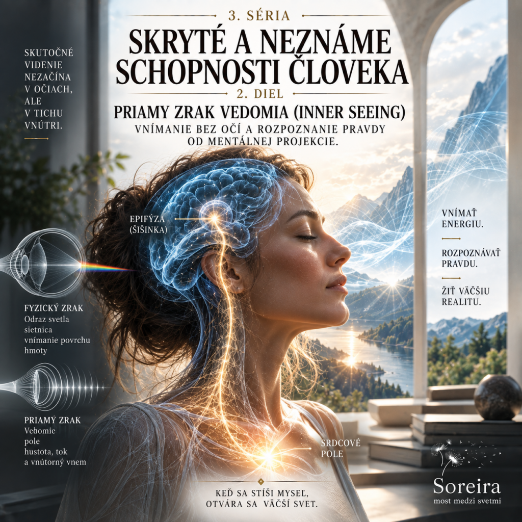 219/2026 3. SÉRIA: SKRYTÉ A NEZNÁME SCHOPNOSTI ČLOVEKA. 2. DIEL: PRIAMY ZRAK VEDOMIA (INNER SEEING), VNÍMANIE BEZ OČÍ A ROZPOZNANIE PRAVDY OD MENTÁLNEJ PROJEKCIE.