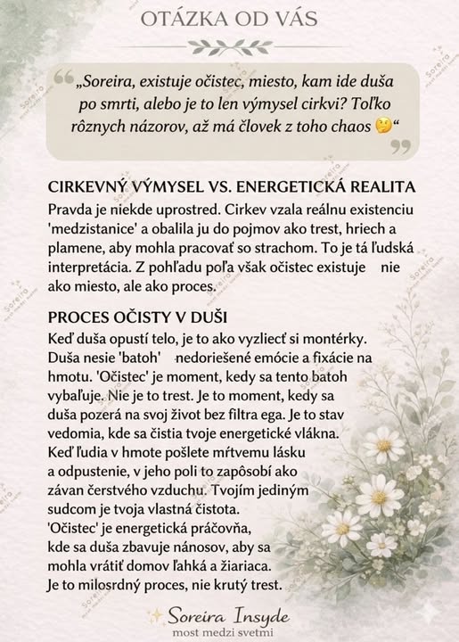 238/2026 OTÁZKA ODVÁS: EXISTUJE OČISTEC, ALEBO JE TO VÝMYSEL?